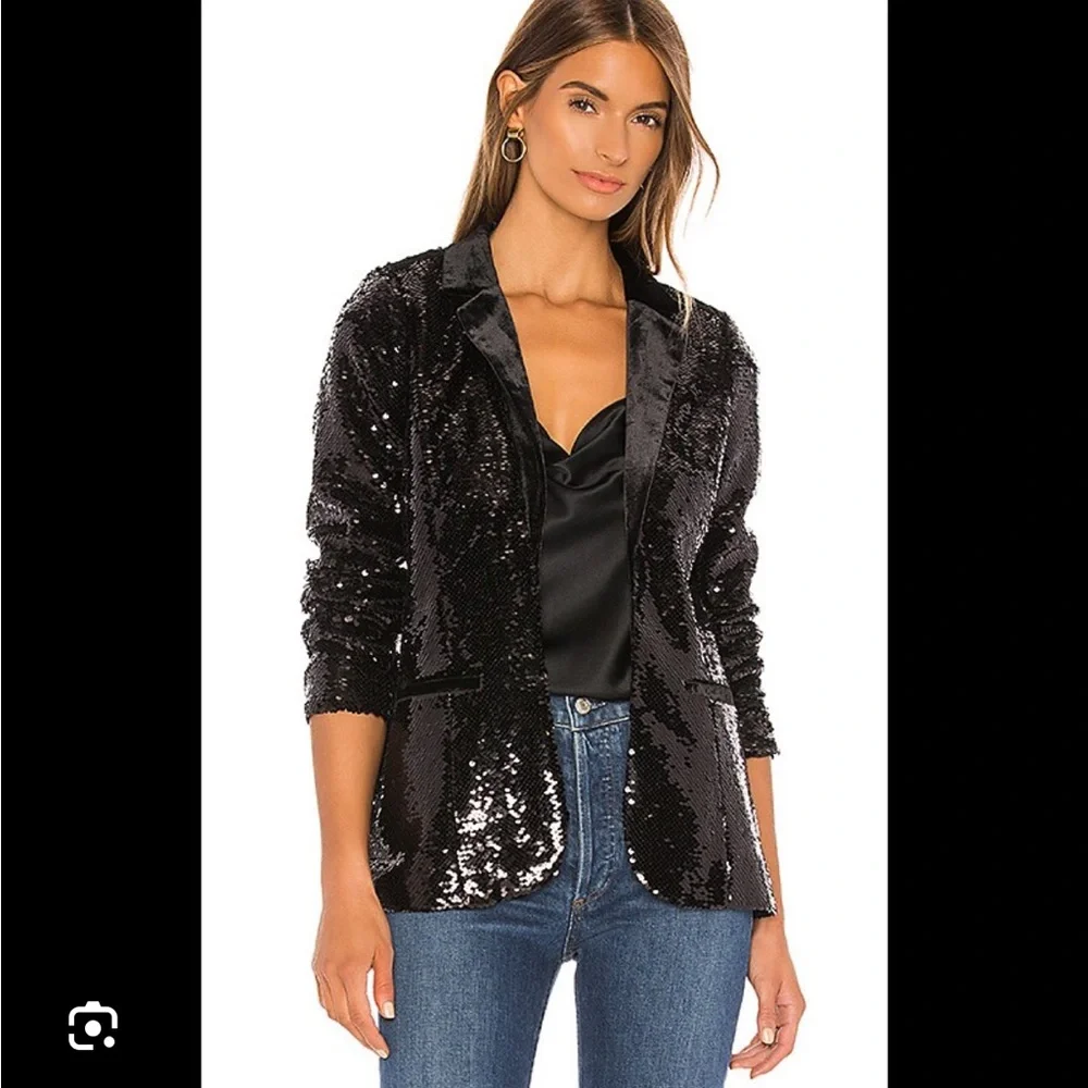 Cami NYC The Lennon‎ Sequin Blazer in Black-Size Large
